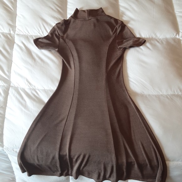 CTME Stretch Flare Dress in Shimmery Brown Medium - Picture 3 of 6